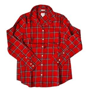 J.Crew Factory Plaid Flannel Button-Down Shirt Red Small Boy Fit